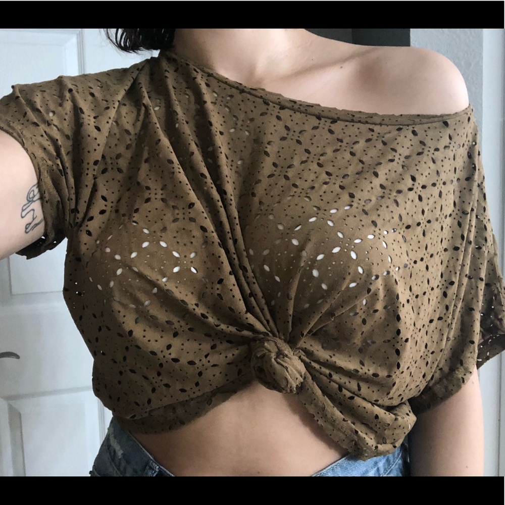 Suede brown crop top